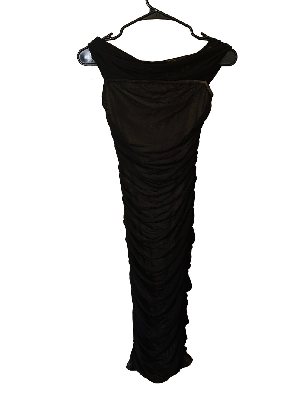 Fashion Nova Black off-shoulders Ruched Maxi Dress